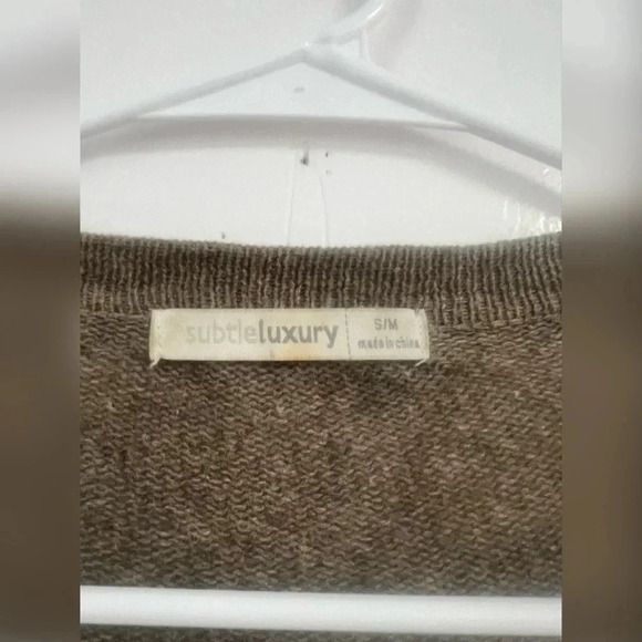 Subtle Luxury Cashmere Silk Blend Gray Tan Open Front Cardigan Size S/M $268 - Picture 2 of 3